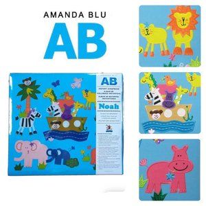 AMANDA BLU Embroidered Fabric INSTANT SCRAPBOOK Album NOAHS ARK 12"x12" Baby